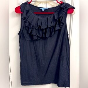 ANTONIO MELANI Navy Blue Ruffled Blouse